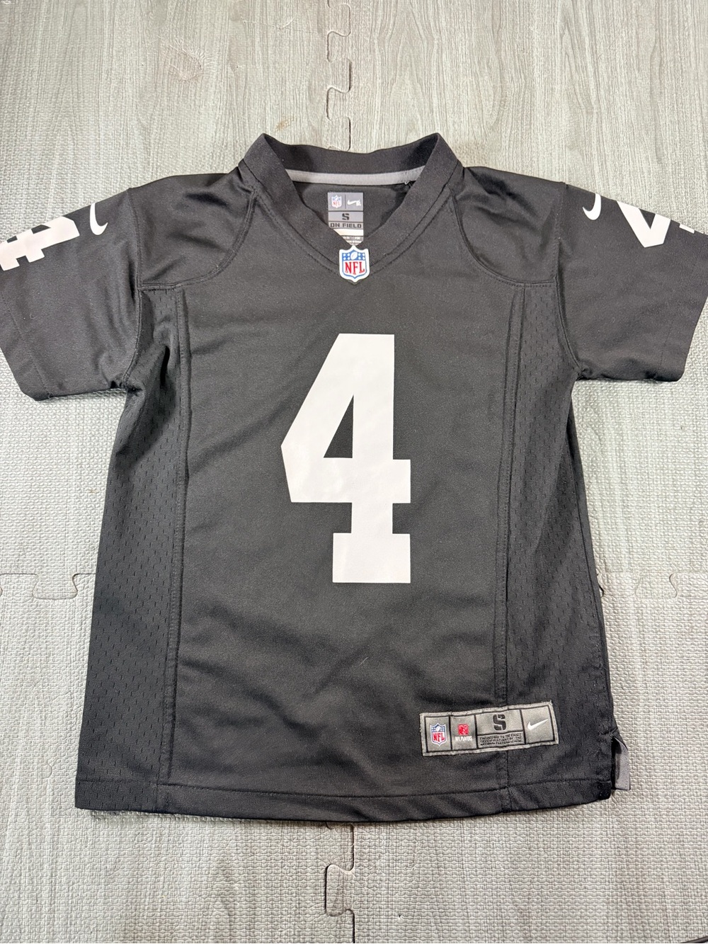 Nike Derek Carr #4 Las Vegas Raiders NFL On Field Youth Small Jersey Black